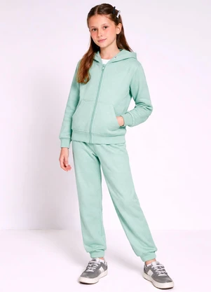 Abrange - Conjunto Infantil Menina em Moletom Verde Cidra - ABRANGE