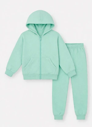 Abrange - Conjunto Infantil Menina em Moletom Verde Cidra - ABRANGE