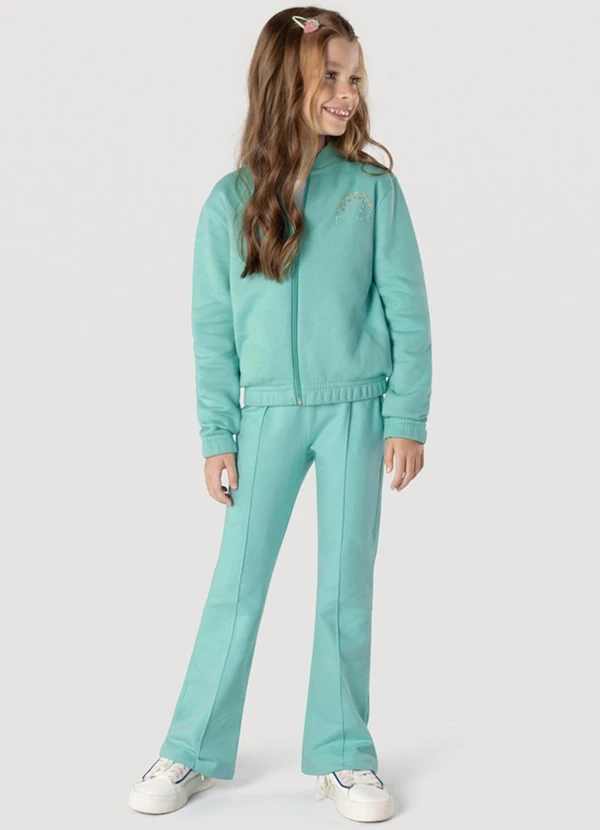 Brandili - Conjunto Infantil Menina em Moletom Verde