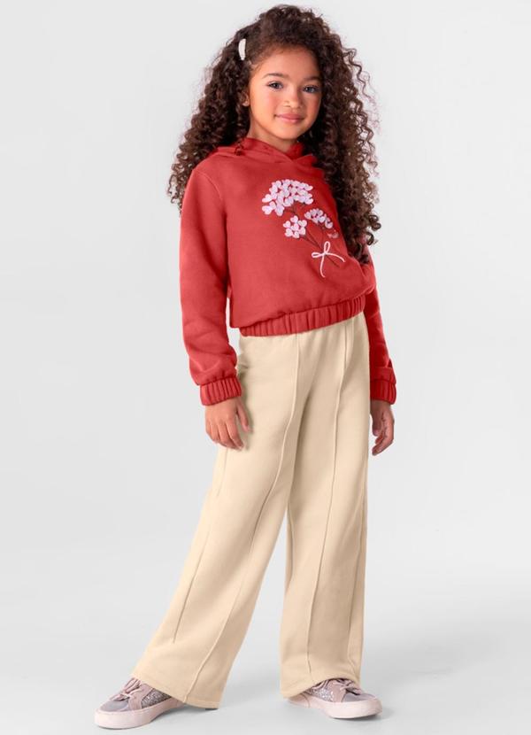 Brandili Mundi - Conjunto Infantil Menina em Moletom Vermelho