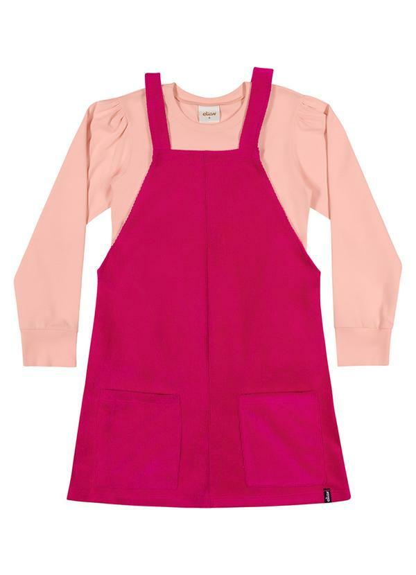 Elian - Conjunto Infantil Menina em Push Liso Rosa