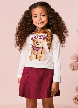 Momi - Conjunto Infantil Menina em Suede de Ursinho - MOMI