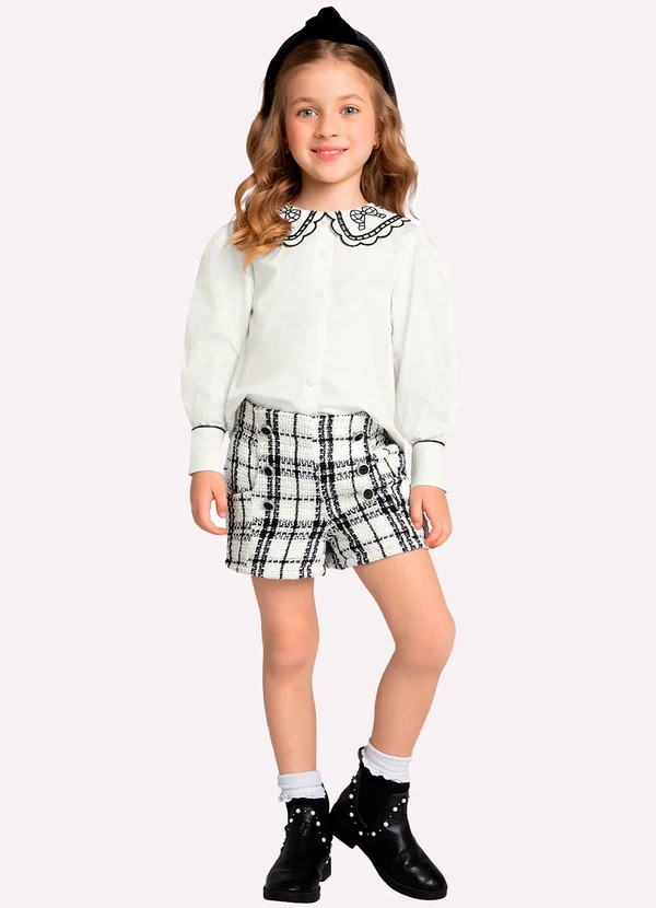 Milon - Conjunto Infantil Menina em Tweed Off White