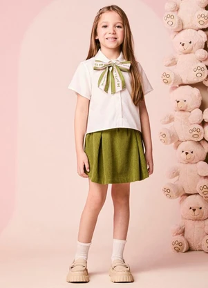 Momi - Conjunto Infantil Menina em Veludo com Laço - MOMI