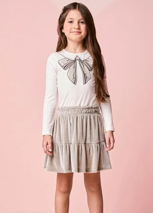 Momi - Conjunto Infantil Menina em Veludo de Manga Longa - MOMI