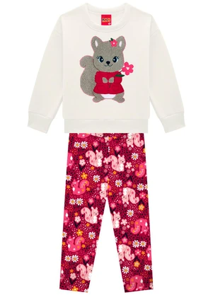 Kyly - Conjunto Infantil Menina Esquilinho Bege - KYLY