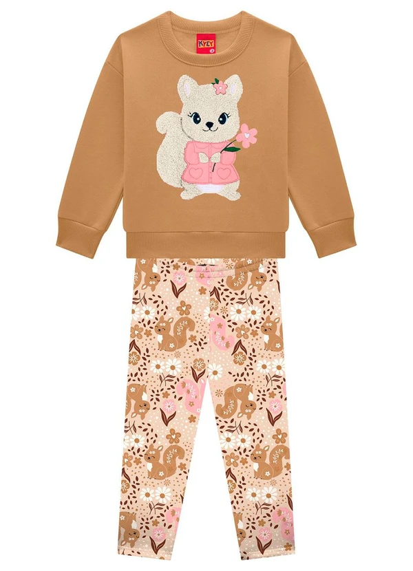 Kyly - Conjunto Infantil Menina Esquilinho Bege