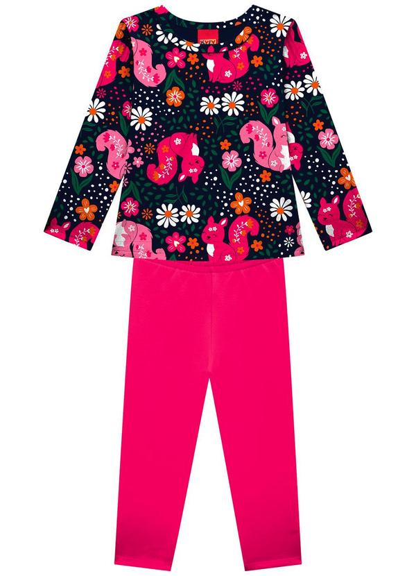 Kyly - Conjunto Infantil Menina Esquilos Azul