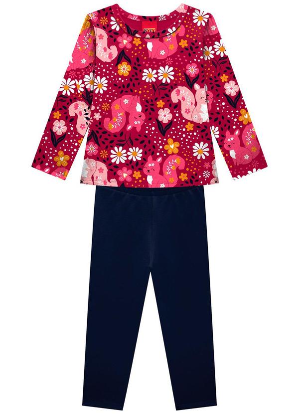 Kyly - Conjunto Infantil Menina Esquilos Vermelho