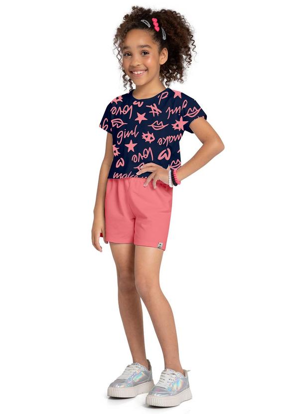 Kyly - Conjunto Infantil Menina Estampa Azul Marinho