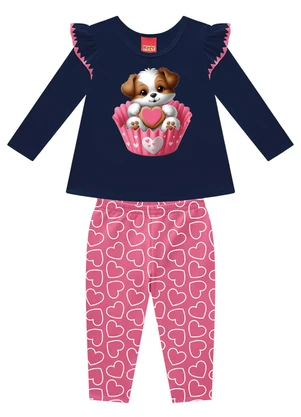 Kyly - Conjunto Infantil Menina Estampa Azul - KYLY