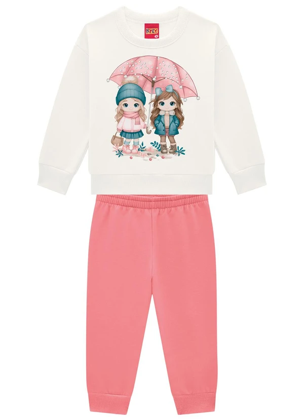 Kyly - Conjunto Infantil Menina Estampa Bege
