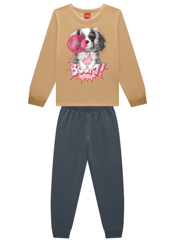 Kyly - Conjunto Infantil Menina Estampa Bege