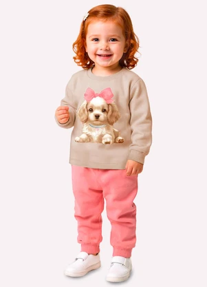 Kyly - Conjunto Infantil Menina Estampa Bege - KYLY