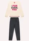 Kyly - Conjunto Infantil Menina Estampa Preto - variação: Bege