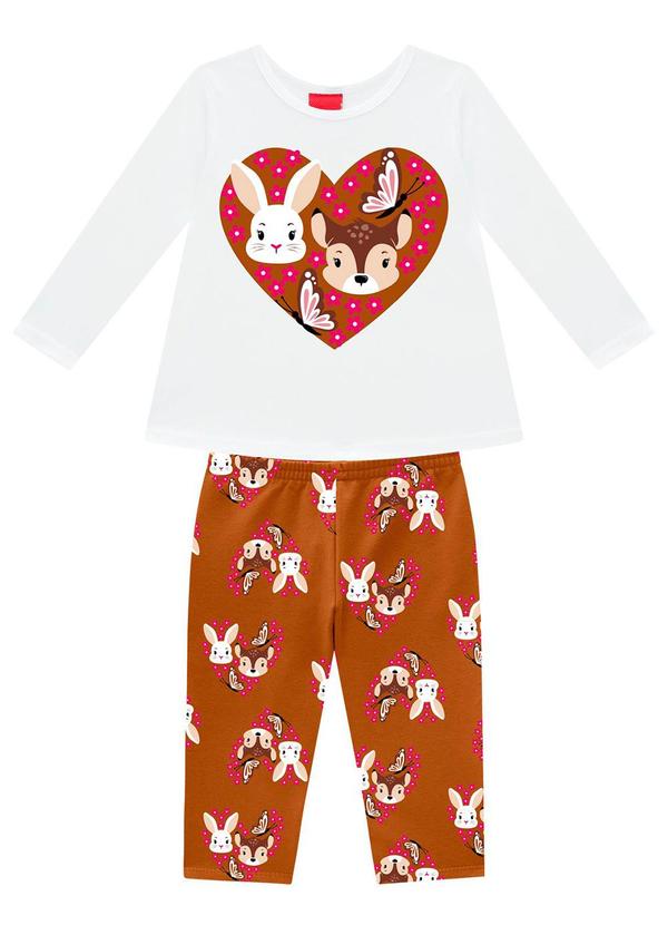 Kyly - Conjunto Infantil Menina Estampa Branco