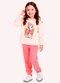 Kyly - Conjunto Infantil Menina Estampa Rosa - variação: Branco
