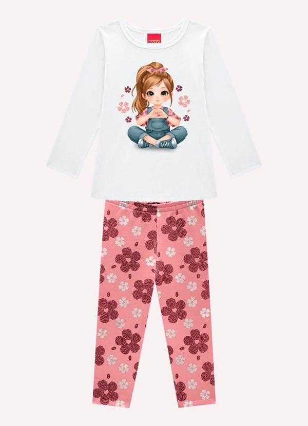 Kyly - Conjunto Infantil Menina Estampa Branco