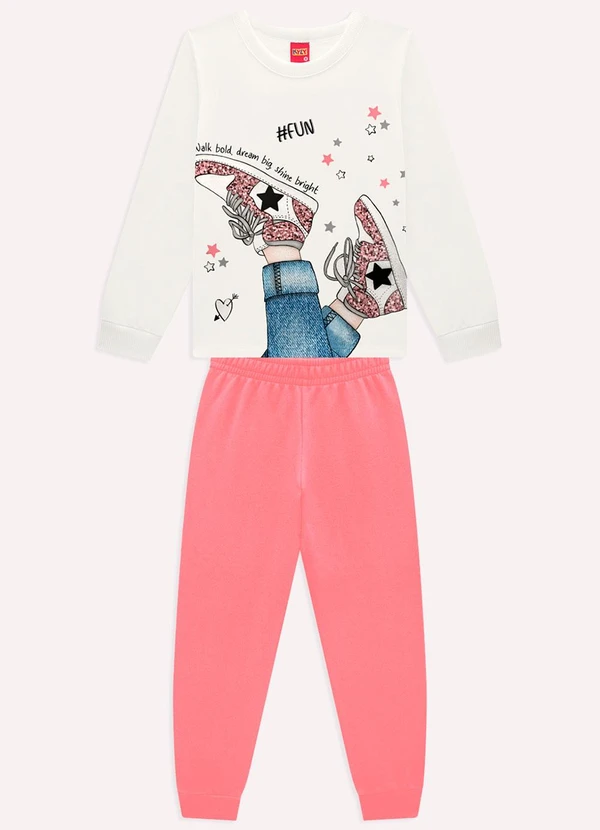 Kyly - Conjunto Infantil Menina Estampa Branco