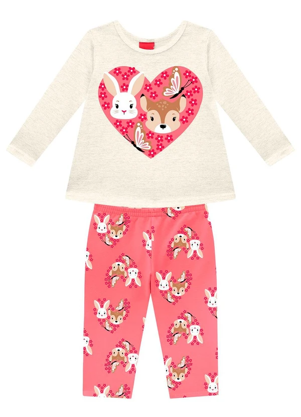 Kyly - Conjunto Infantil Menina Estampa Cinza