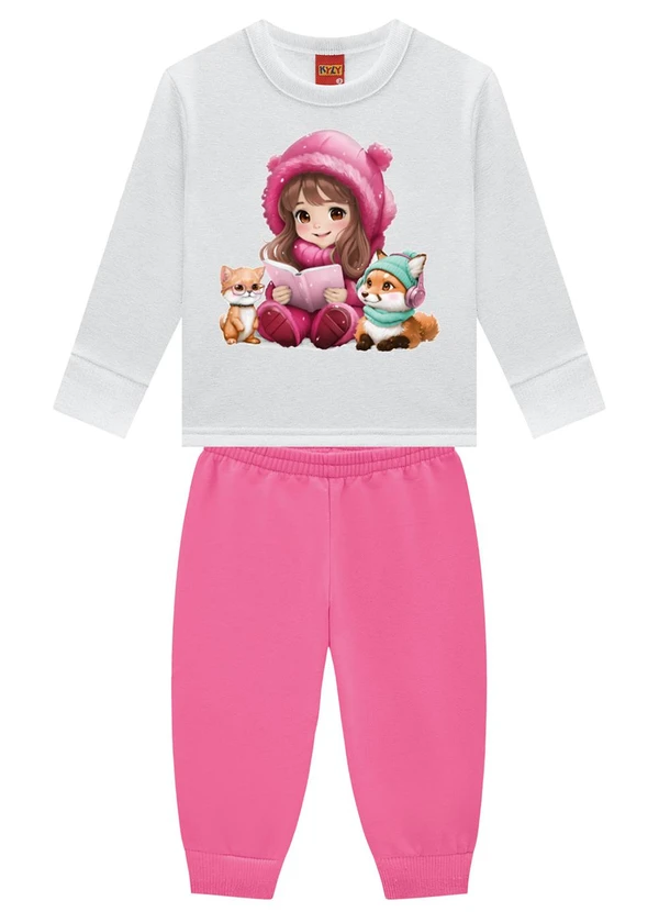 Kyly - Conjunto Infantil Menina Estampa Cinza