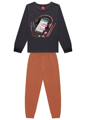 Kyly - Conjunto Infantil Menina Estampa Cinza - KYLY