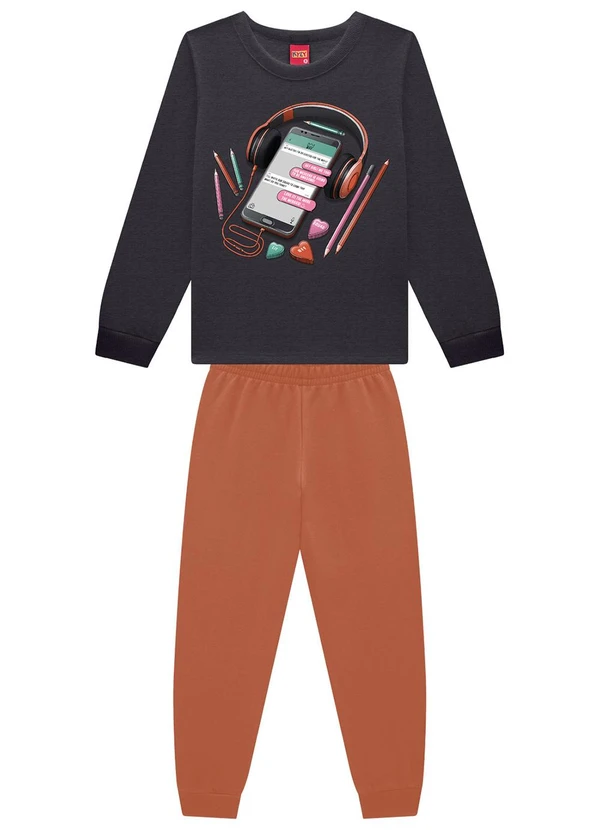 Kyly - Conjunto Infantil Menina Estampa Cinza