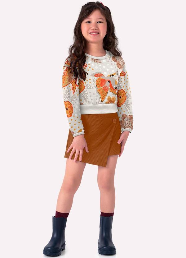 Nanai - Conjunto Infantil Menina Estampa Cinza
