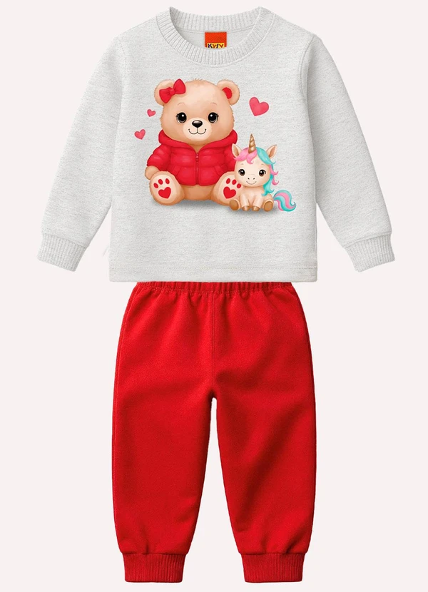 Kyly - Conjunto Infantil Menina Estampa Cinza
