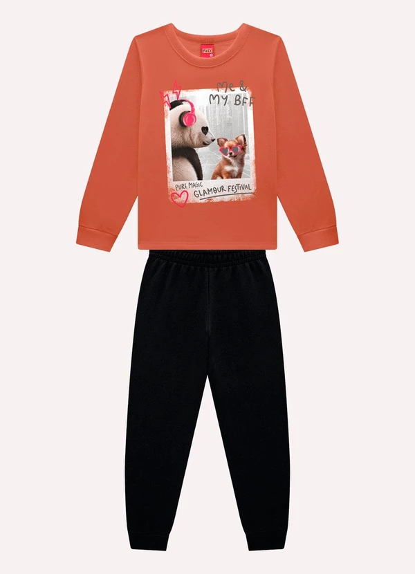 Kyly - Conjunto Infantil Menina Estampa Laranja
