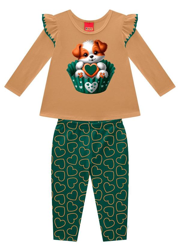 Kyly - Conjunto Infantil Menina Estampa Marrom