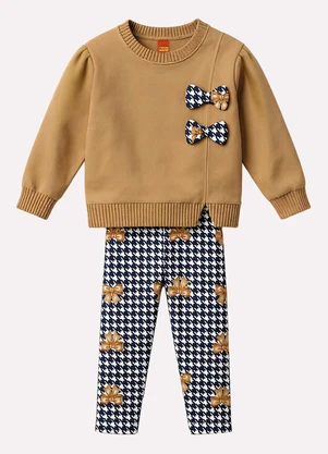 Kyly - Conjunto Infantil Menina Estampa Marrom - KYLY