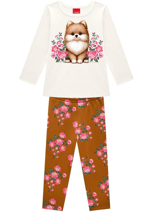 Kyly - Conjunto Infantil Menina Estampa Off White