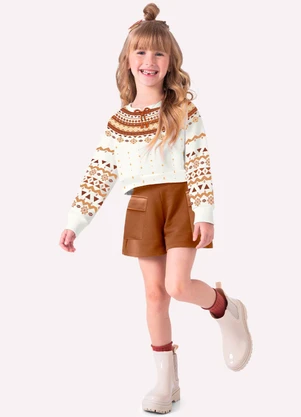 Nanai - Conjunto Infantil Menina Estampa Off White - NANAI