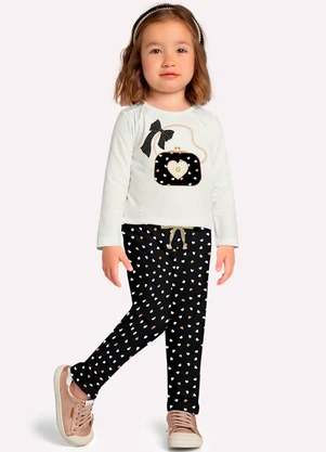 Milon - Conjunto Infantil Menina Estampa Off White - MILON