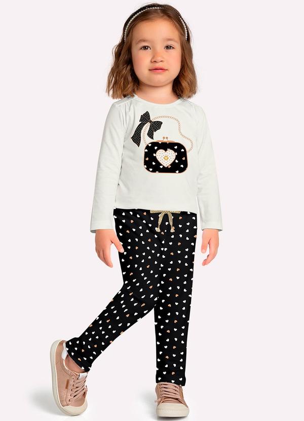 Milon - Conjunto Infantil Menina Estampa Off White 1