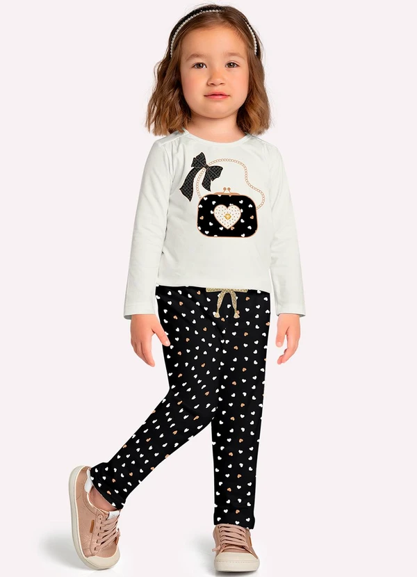 Milon - Conjunto Infantil Menina Estampa Off White