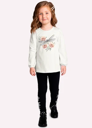 Milon - Conjunto Infantil Menina Estampa Off White - MILON