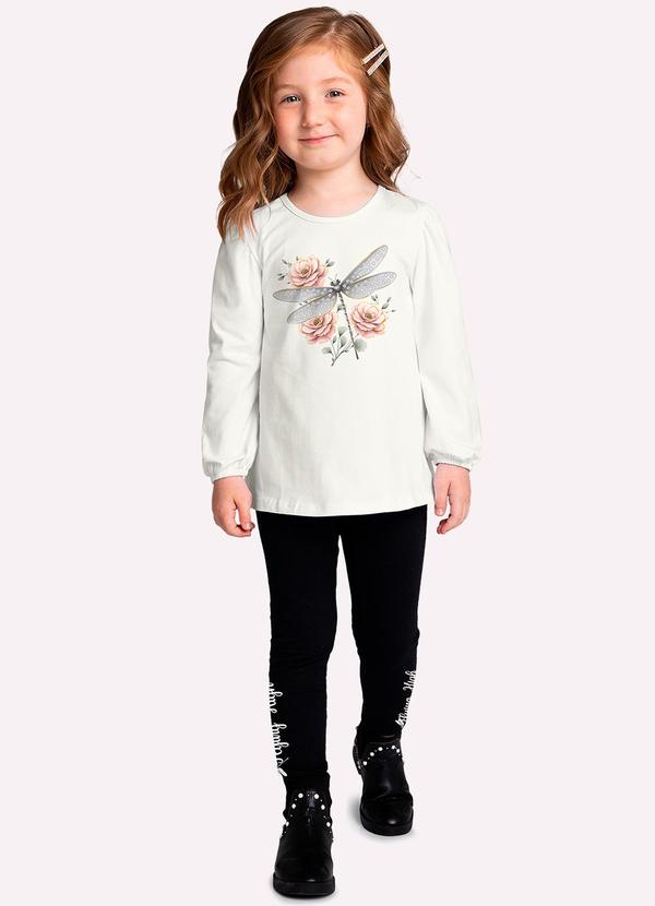 Milon - Conjunto Infantil Menina Estampa Off White