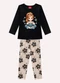 Kyly - Conjunto Infantil Menina Estampa Branco - variação: Preto