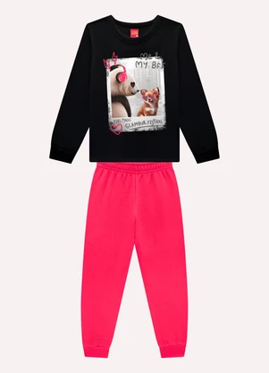 Kyly - Conjunto Infantil Menina Estampa Preto - KYLY