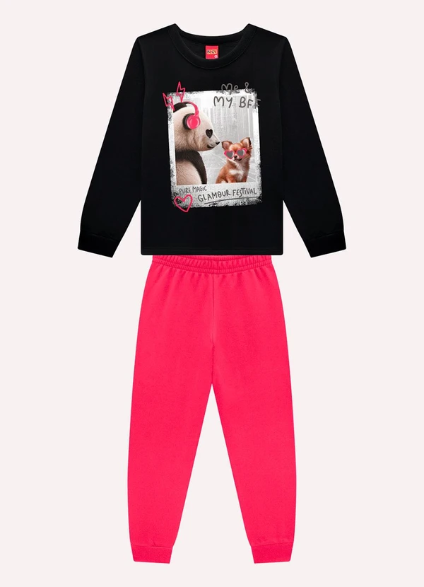 Kyly - Conjunto Infantil Menina Estampa Preto