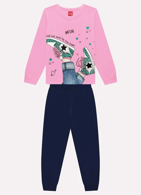 Kyly - Conjunto Infantil Menina Estampa Rosa