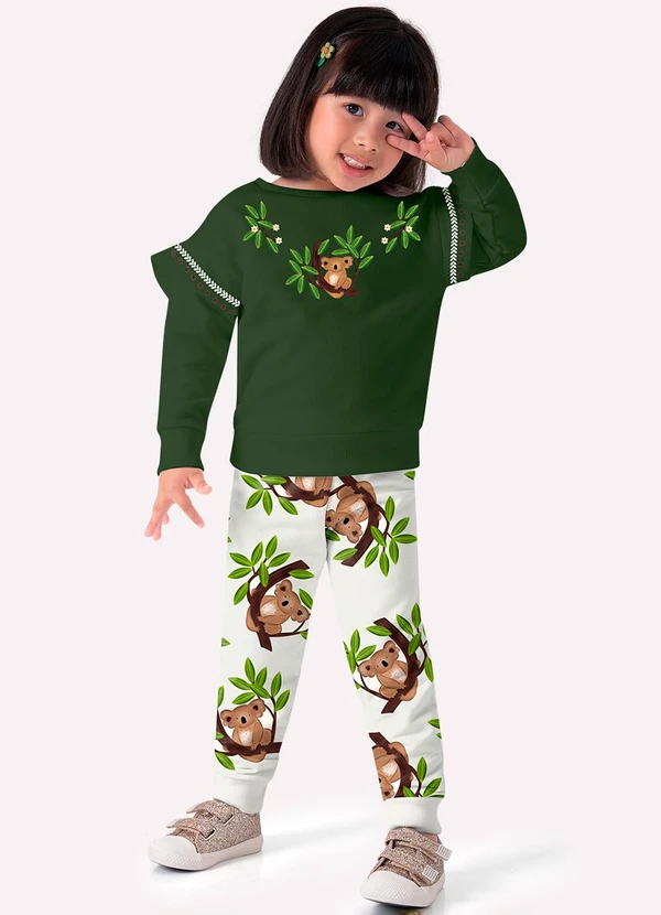 Nanai - Conjunto Infantil Menina Estampa Verde