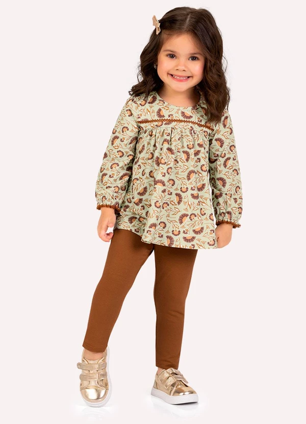 Milon - Conjunto Infantil Menina Estampa Verde