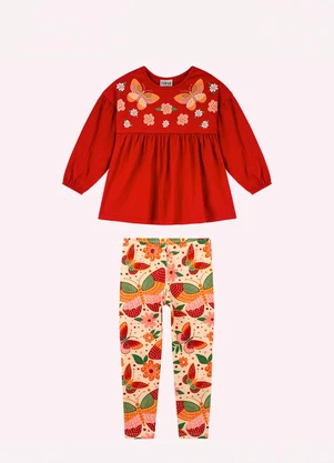 Nanai - Conjunto Infantil Menina Estampa Vermelho - NANAI