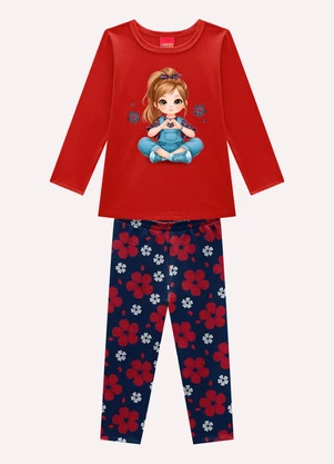 Kyly - Conjunto Infantil Menina Estampa Vermelho - KYLY