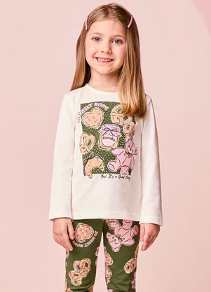 Momi - Conjunto Infantil Menina Estampado de Sweet Bear - MOMI