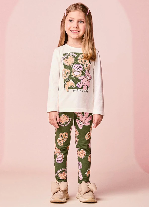 Momi - Conjunto Infantil Menina Estampado de Sweet Bear
