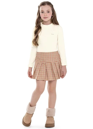 Colorittá - Conjunto Infantil Menina Flanela Bege - COLORITTÁ